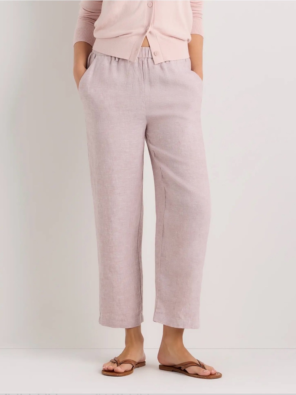 Quince 100% European Linen Pants in Vintage Pink Chambray